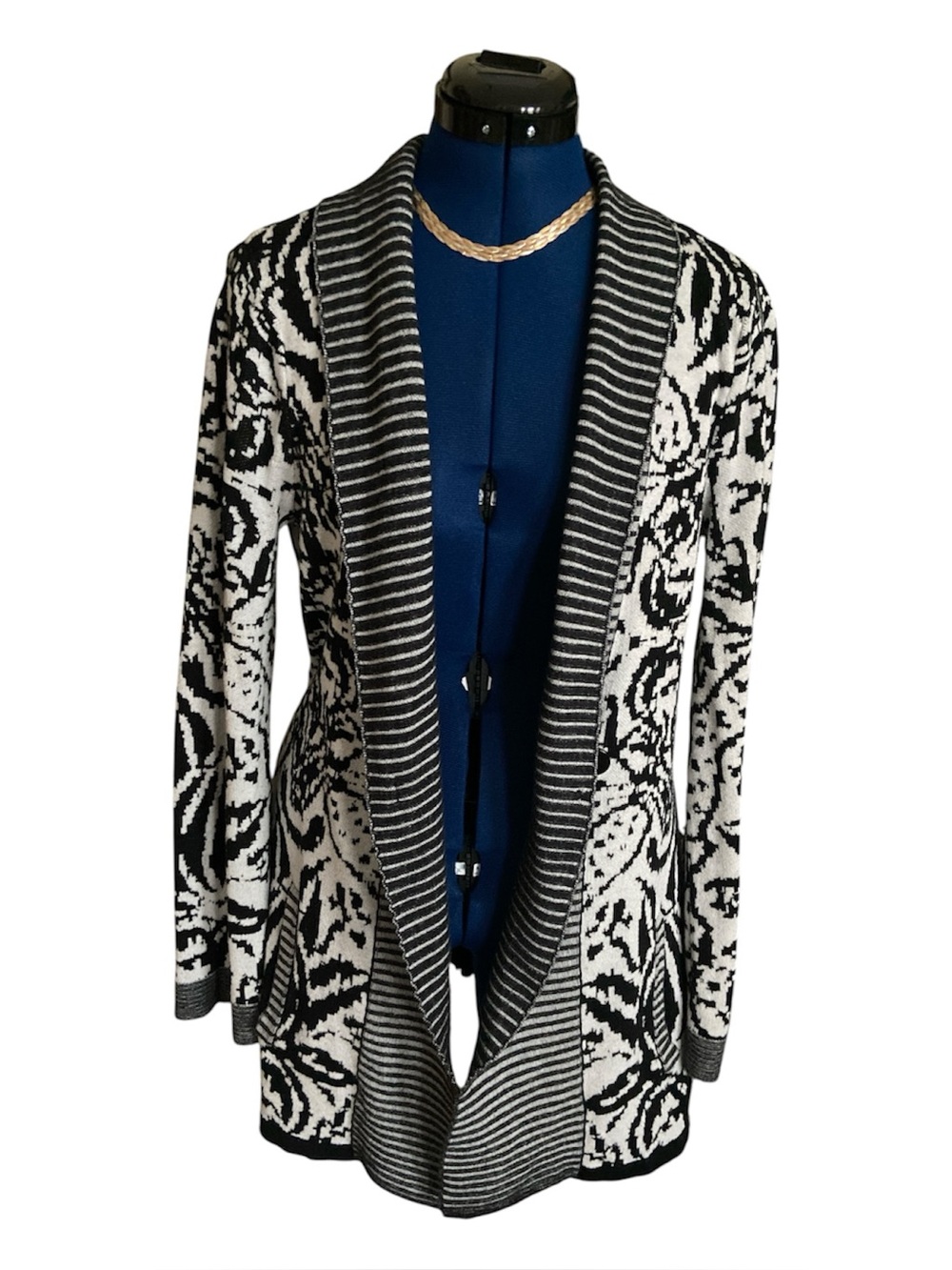 Christopher Banks Black and White Long Cardigan with Pockets